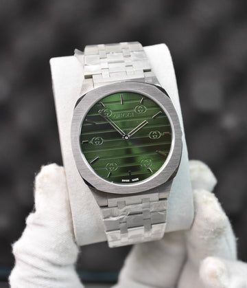 SLIM CHAIN QUARTZ SILVER GREEN DAIL