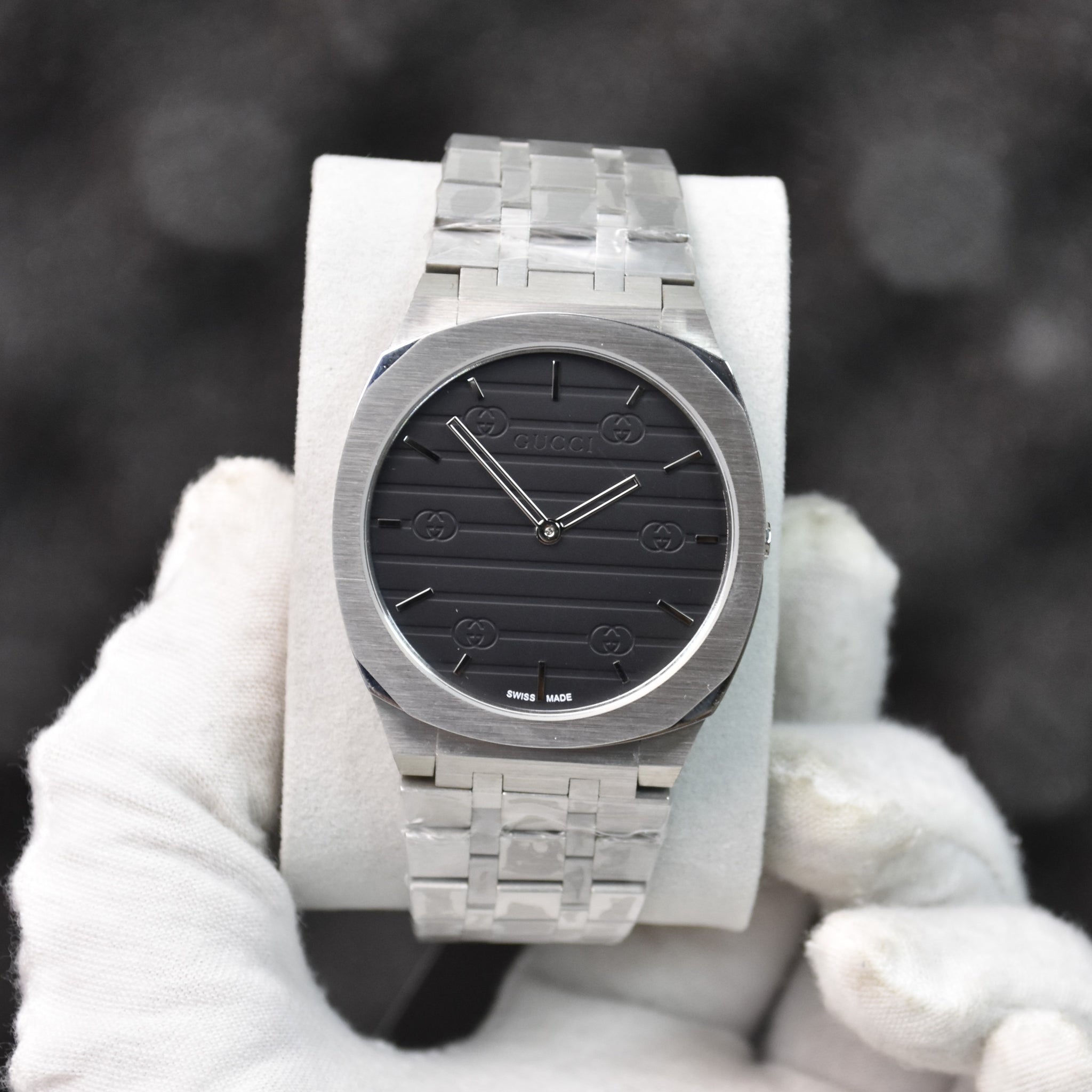 SLIM CHAIN QUARTZ SILVER BLACK DAIL