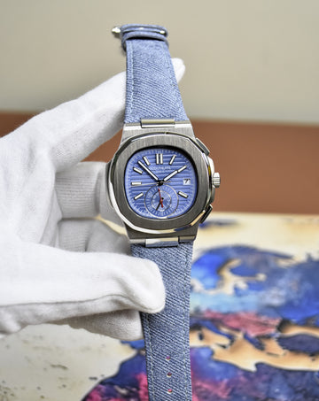 NEW COLOUR JEANS STRAP MICRO SEC MODEL SILVER ICE BLUE DIAL