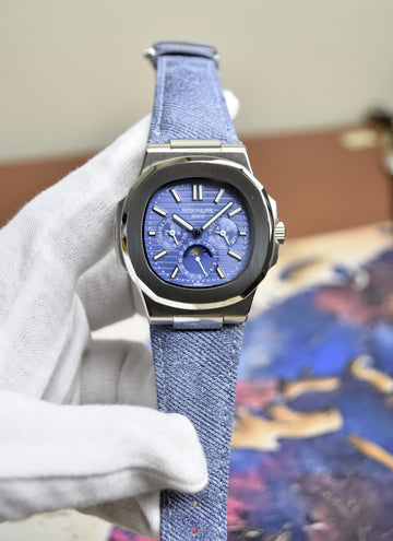 NEW COLOUR JEANS STRAP MOONFACE MODEL SILVER ICE BLUE DIAL