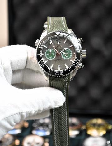 Planet Ocean Chrono Quartz Strap Silver Olive Green