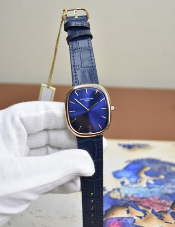 Golden Ellipse New Model Quartz Rose Blue dial