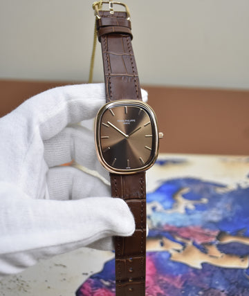 Golden Ellipse New Model Quartz Rose Brown Dial