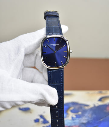Golden Ellipse New Model Quartz Silver Blue Dial