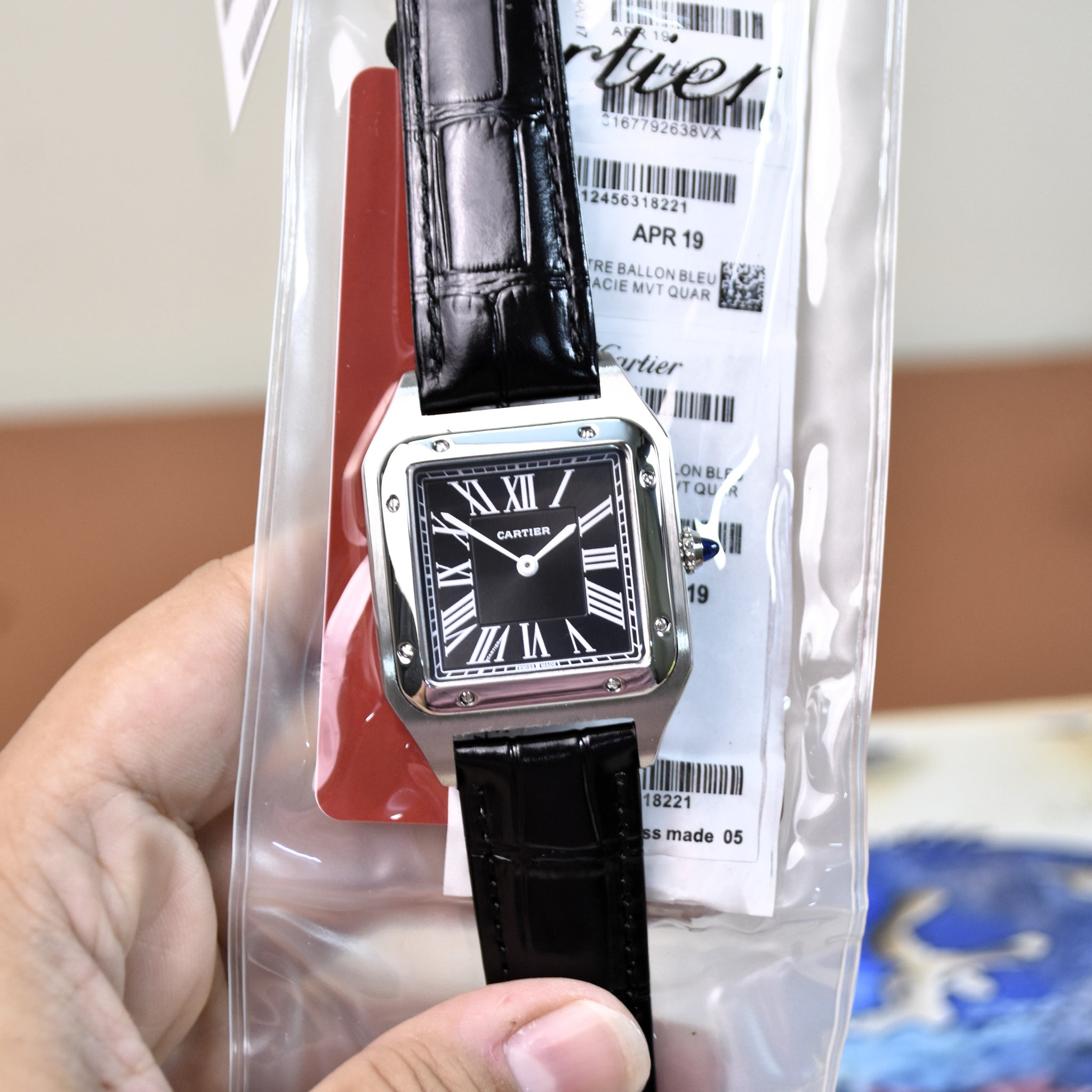 Santos Dumont XL Quartz Silver Black Dial