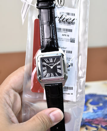 Santos Dumont XL Quartz Silver Black Dial