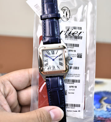 Santos Dumont XL Quartz Silver Rose White Dial