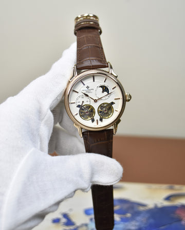 Double Tourbillion Strap Rose Brown Dial