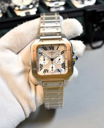 Santos Quartz Chronograph Two-tone Rose White Dail