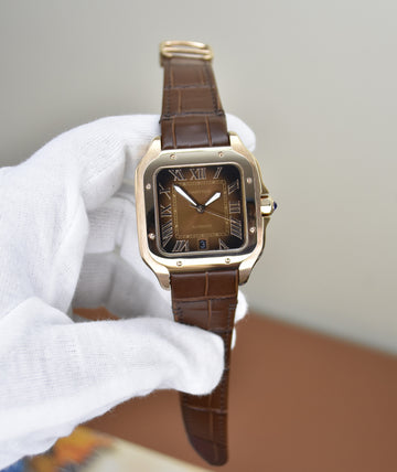 Santos Auto Strap Rose Brown Dial
