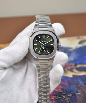 NAUTILUS CALENDER AUTO SILVER OLIVE GREEN (ZP)