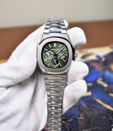 NAUTILUS CALENDER MOONGRAPH AUTO SILVER GREEN DIAL