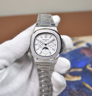 NAUTILUS CALENDER MOONGRAPH AUTO SILVER WHITE DIAL