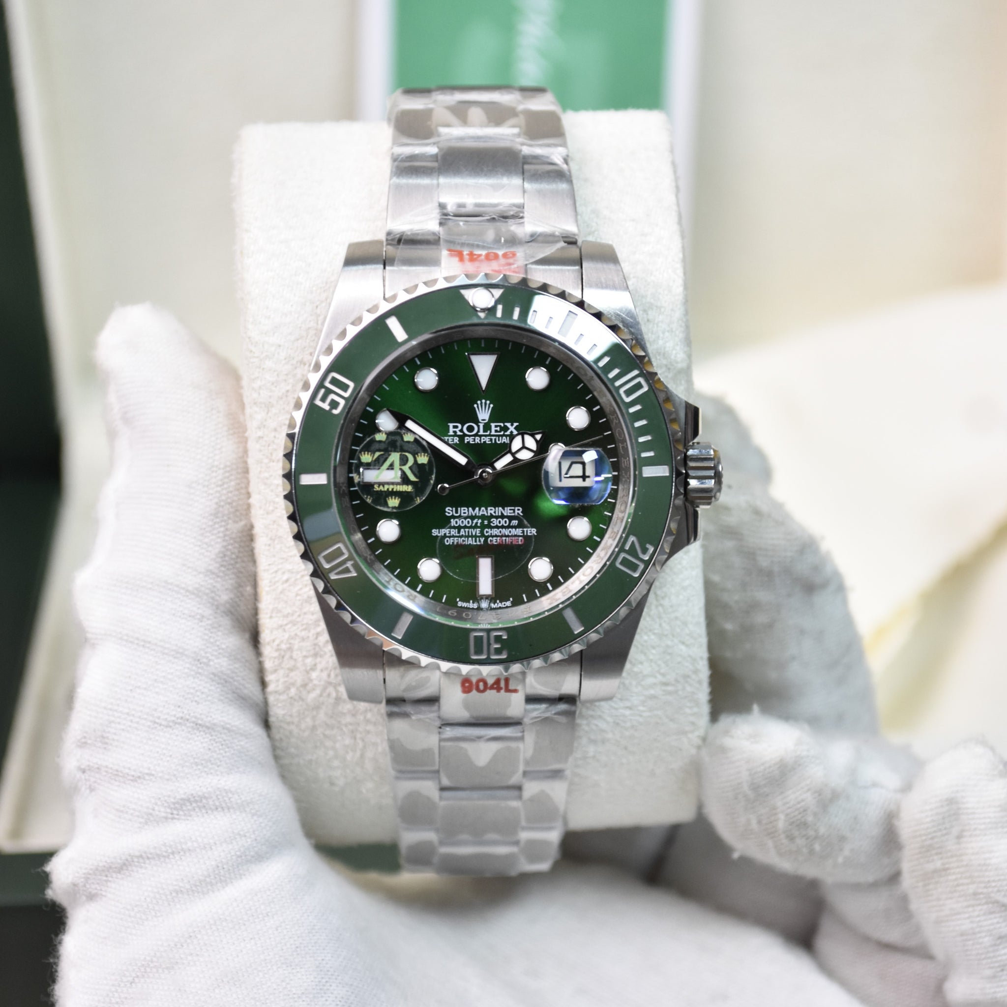 SUBMARINER AUTO OYSTER HULK SILVER GREEN DAIL