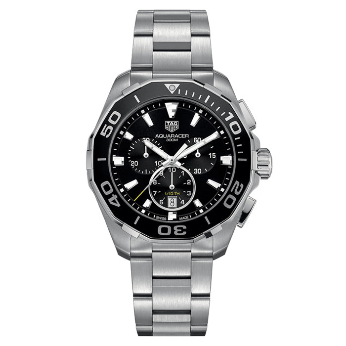 Tag Heuer Aquaracer Men’s Quart Silver Stainless Steel Black Dial 43mm Watch