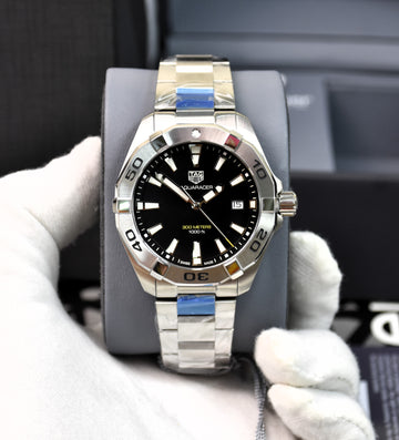 Tag Heuer Aquaracer Men’s Quartz Silver Stainless Steel Black Dial 41mm Watch