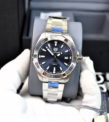 Tag Heuer Aquaracer Men’s Quartz Silver Stainless Steel Blue Dial 41mm Watch