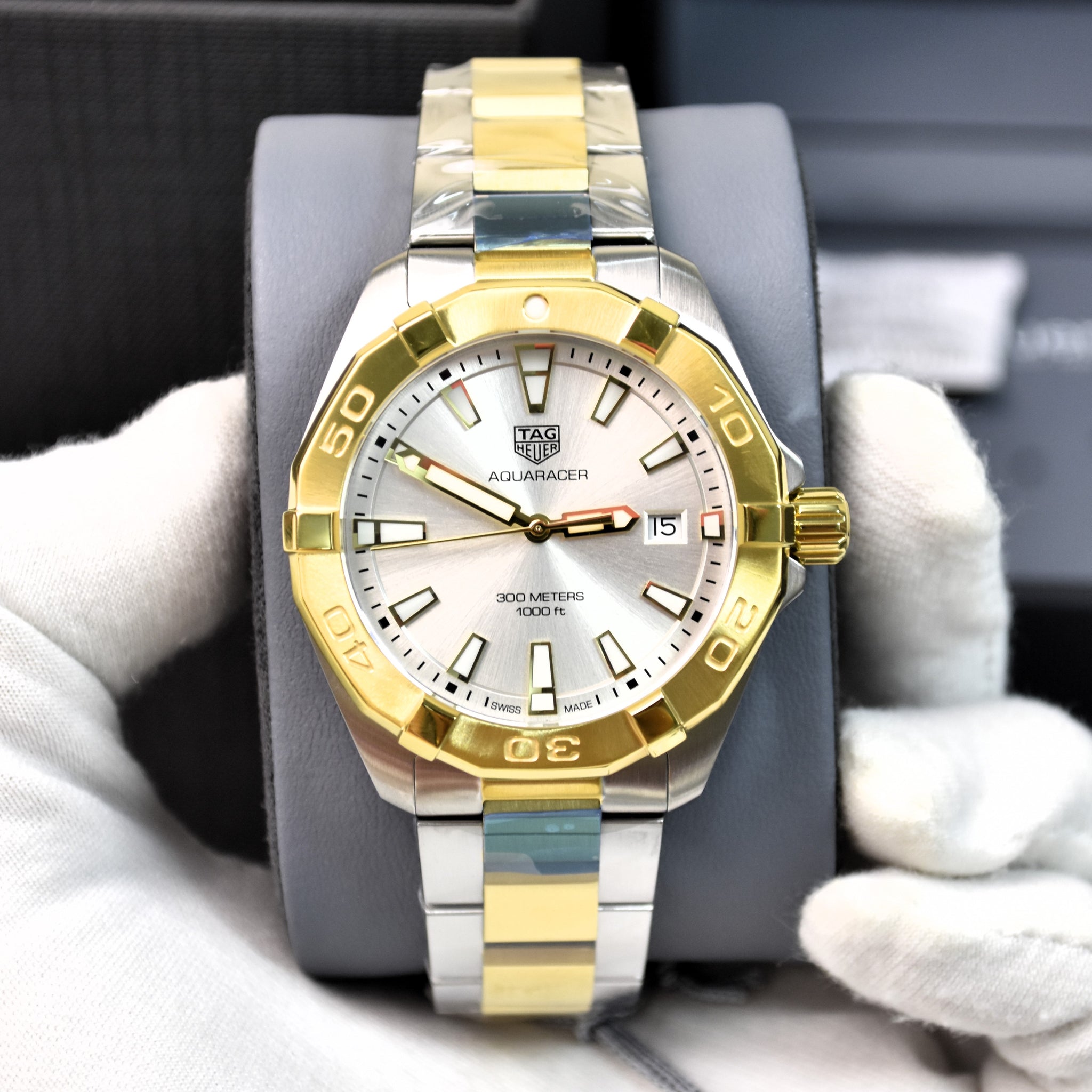 Tag Heuer Aquaracer Men’s Quartz Two-tone White Dial 41mm Watch