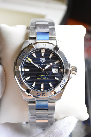 Tag Heuer Aquaracer Men’s Automatic Silver Stainless Steel Blue Dial 43mm Watch