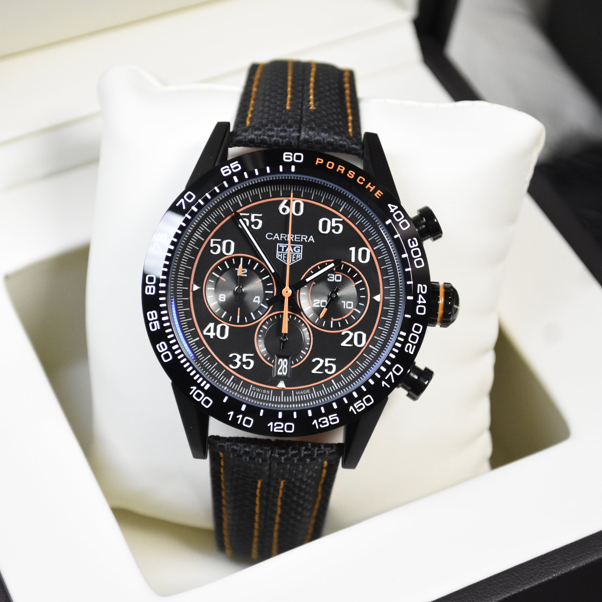 PORSCHE CHRONOGRAPH STRAP BLACK ORANGE