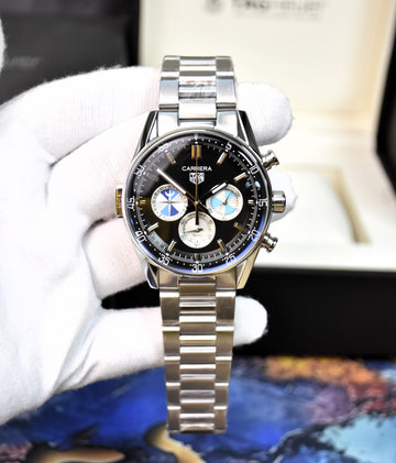 New Model Seafarer Quartz Chrono Chain Silver Black Dial