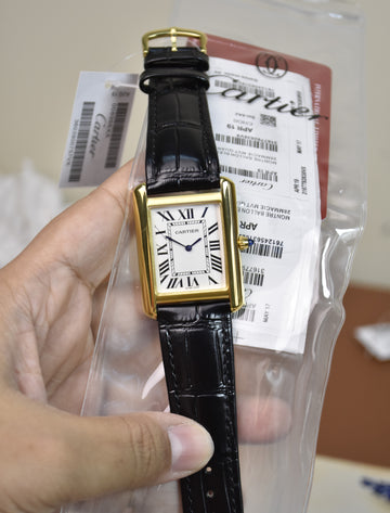 Tank Big Size Quartz Gold White Dial