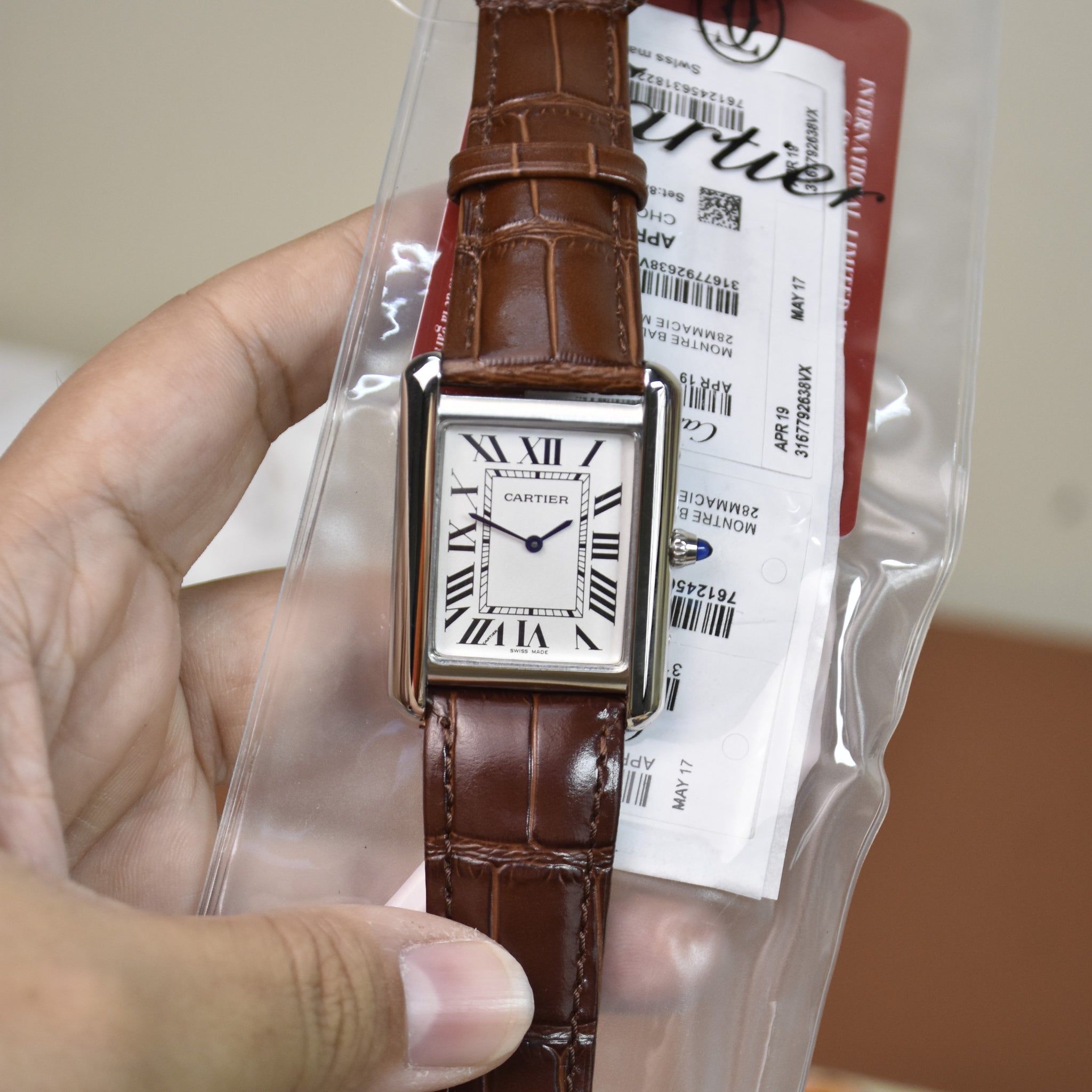 Tank Big Size Quartz Silver White Dial