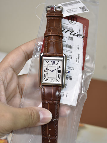 Tank Big Size Quartz Silver White Dial