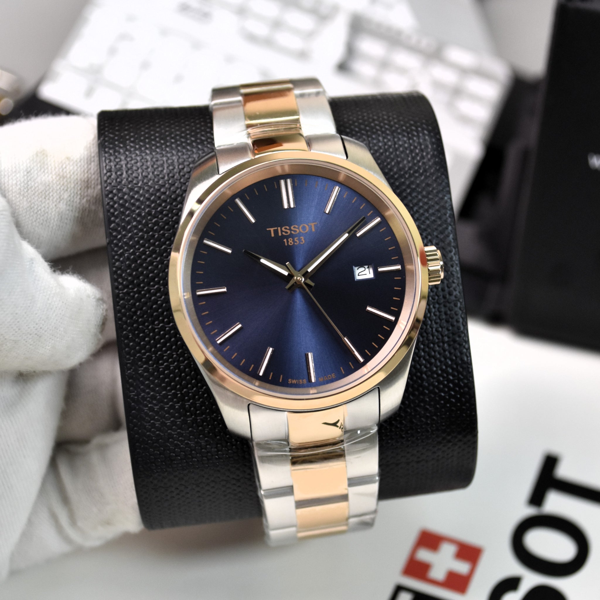 Tissot Men's Quartz Two-tone Rose Blue Dial