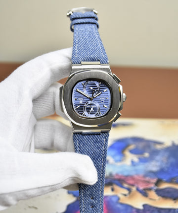 NEW COLOUR JEANS STRAP TRAVLER MODEL SILVER ICEBLUE DIAL