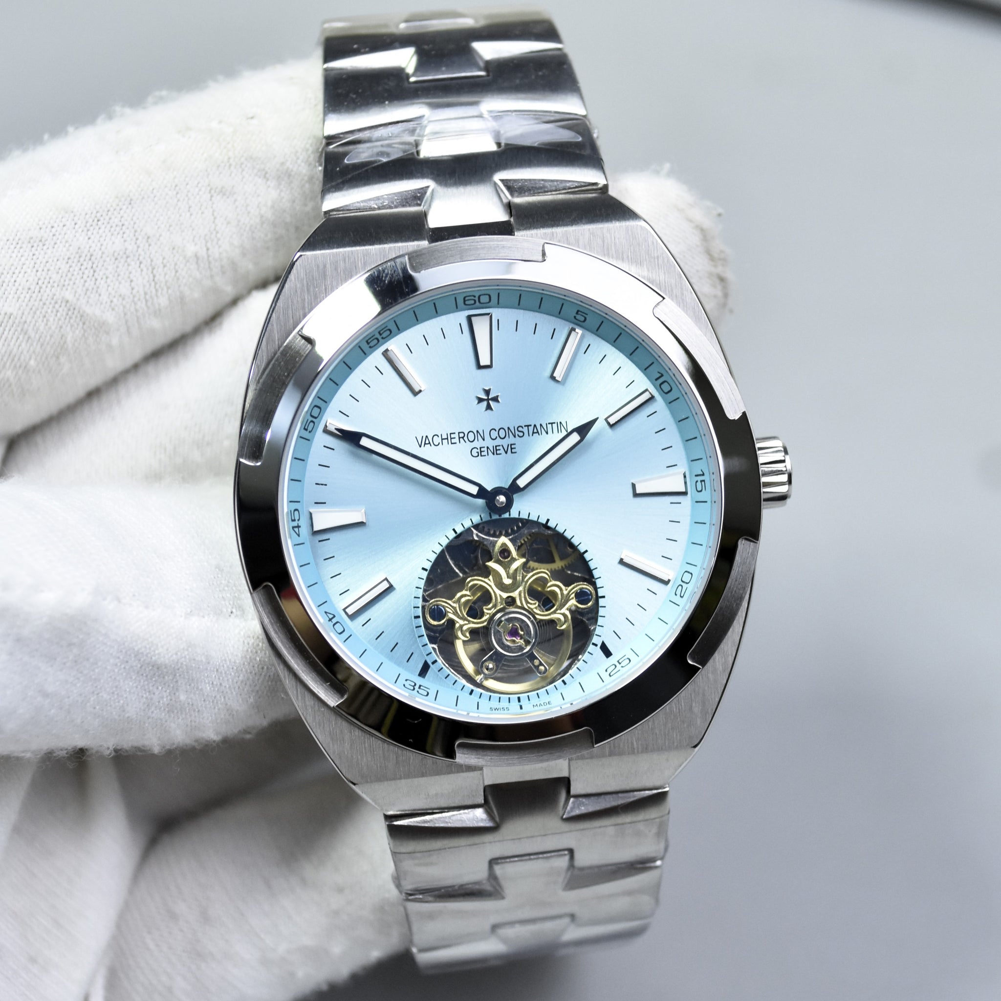 VACHERON AUTO PENDULUM CHAIN SILVER ICE BLUE DAIL