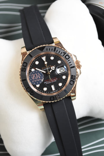 YACHT MASTER AUTO PVC STRAP ROSE BLACK