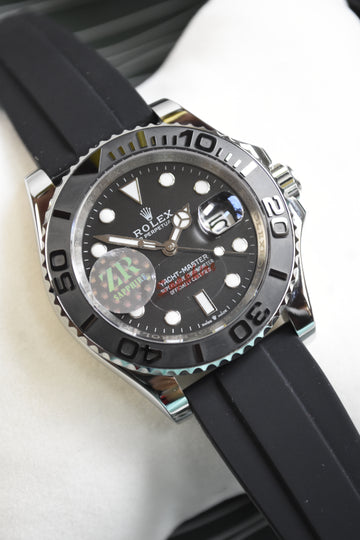 YACHT MASTER AUTO PVC STRAP SILVER BLACK